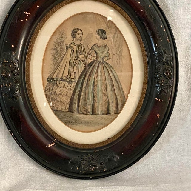 Ornate Oval Framed Dress Design Illustrations - A Pair For Sale - Image 10 of 12