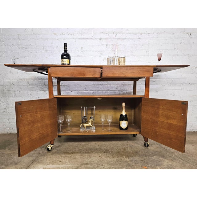 1960s Versatile Vintage Walnut Original Mid Century Modern Server Cart ...