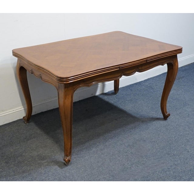 Brown High End Vintage Country French Provincial Cherry Basketweave Parquetry 89" Refectory Dining Table For Sale - Image 8 of 9