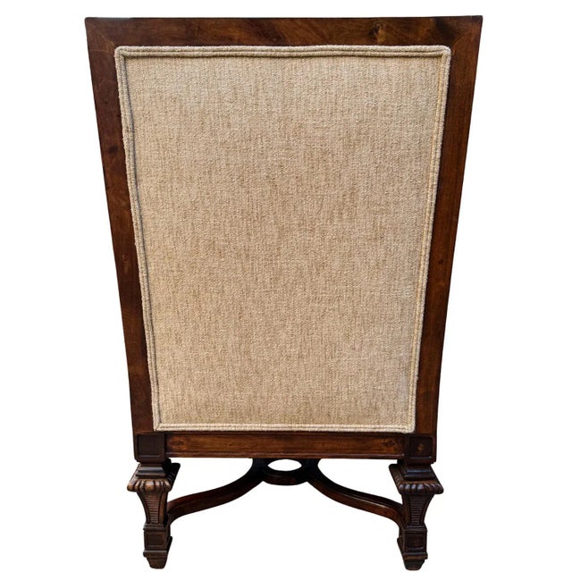 Vintage Hand-Carved Mahogany Upholstered Arm Chairs With Rolled Arms - A Pair For Sale - Image 16 of 16