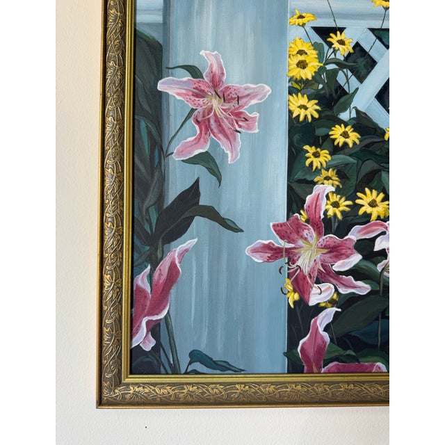 Green 1980’s K. Jensen McCoy “Tropical Garden Entrance” Oil on Canvas Painting, Framed For Sale - Image 8 of 11