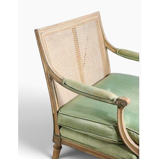 Vintage French Style Caned Back Settee For Sale - Image 4 of 15