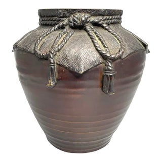 19th Century Japanese Trompe l'Oiel Copper Kazari Tsubo Vase For Sale