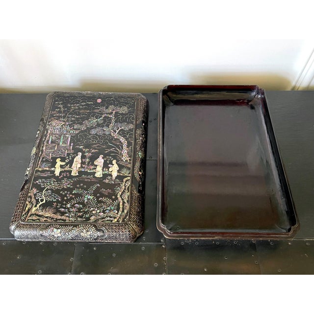 Antique Japanese Lacquer and Inlay Box from Ryukyu Island For Sale - Image 12 of 18