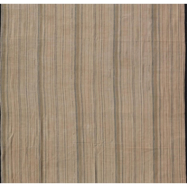 Tribal Turkish Vintage Kilim Rug With in Earthy Tones With Stripes 7'6" X12'8" For Sale - Image 3 of 10