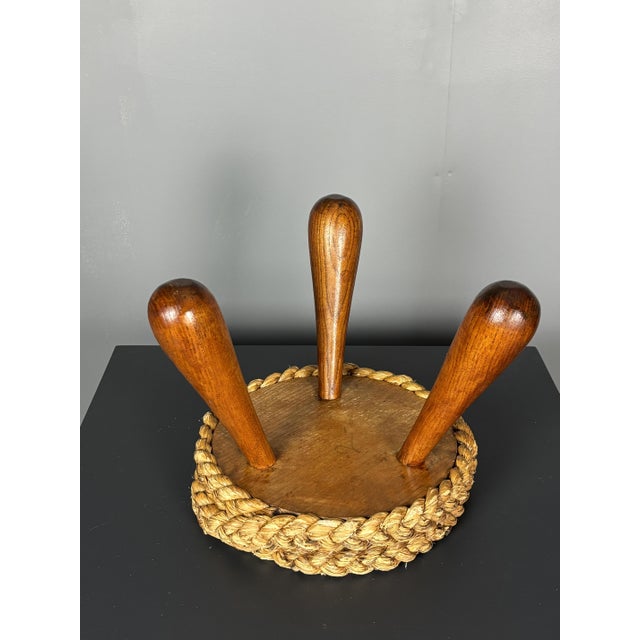 Iconic gorgeous rope stool by Audoux & Minet, France 1950s - 1960s. This stool is in a lovely vintage patinated condition...