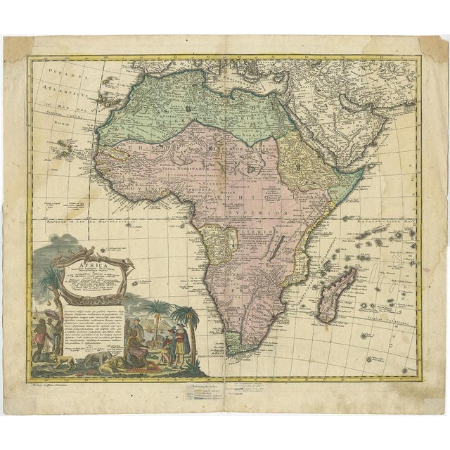 Antique Map of Africa including Cartouche with Elephant Tusks and Horned Serpent, 1737 For Sale - Image 6 of 6