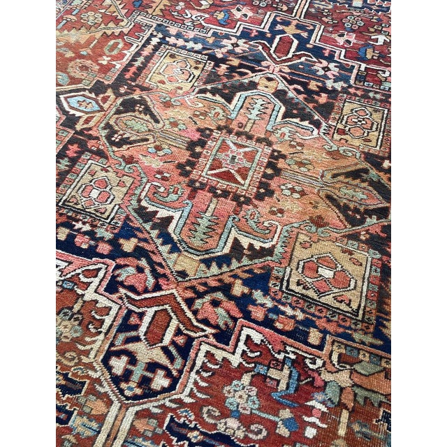 Persian Antique Heriz Fantastic Personality & Colors, C. 1910-20's Rug 9 x 12 For Sale - Image 3 of 16