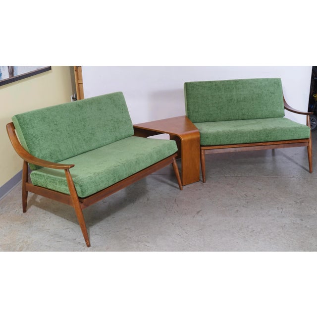 1960s Mid Century Modern Walnut Sectional Sofa by Tell City Chair Company For Sale - Image 10 of 13