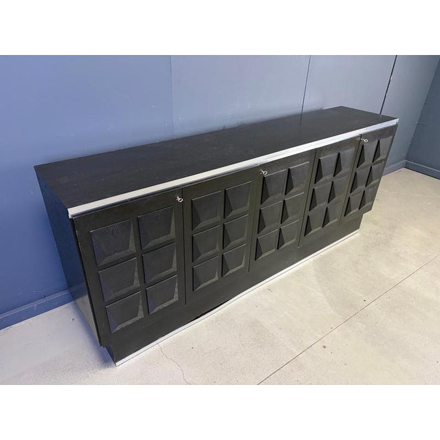 Black Black Brutalist Credenza, 1970s For Sale - Image 8 of 11