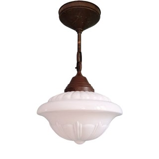Art Deco Pendant Light in White Opaline from Philips, 1930s For Sale