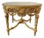 Grand French Baroque Round Coffee Table – Beige Marble Top With Ornate Gold Leaf Details For Sale
