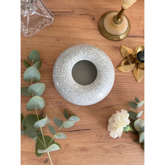 Vintage Grey Ceramic Vase For Sale - Image 4 of 5