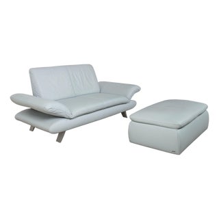 Leather Two-Seater Sofa and Ottoman from Koinor Rossini, Set of 2 For Sale