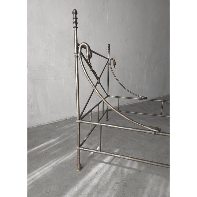 Metal French European Campaign Style Forged Iron and Brass Daybed For Sale - Image 7 of 12