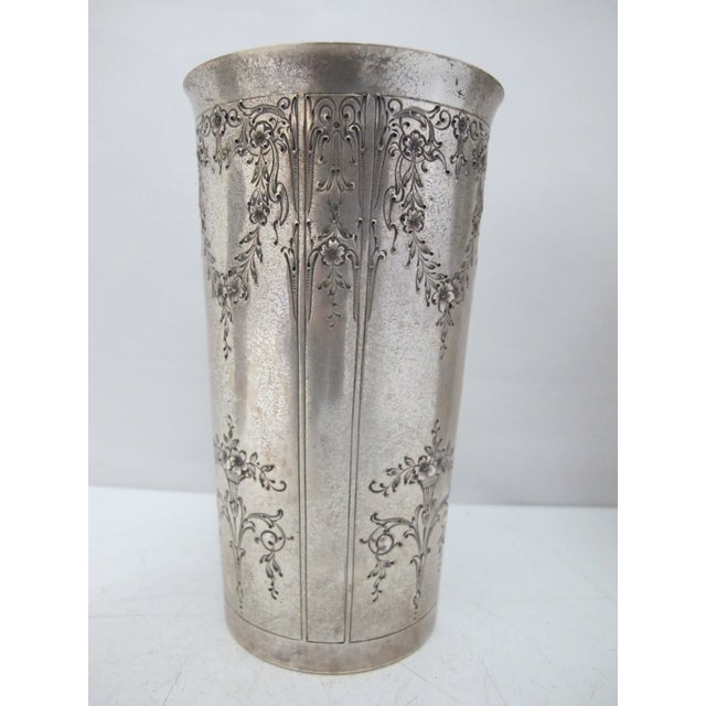 Late 19th Century Art Nouveau Sterling Silver Floral Garland Engraved Water Glass Tumbler Set of 4 For Sale - Image 10 of 10