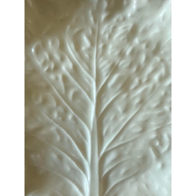Set of 4 White Ceramic Cabbage Leaf Plates For Sale In Austin - Image 6 of 10