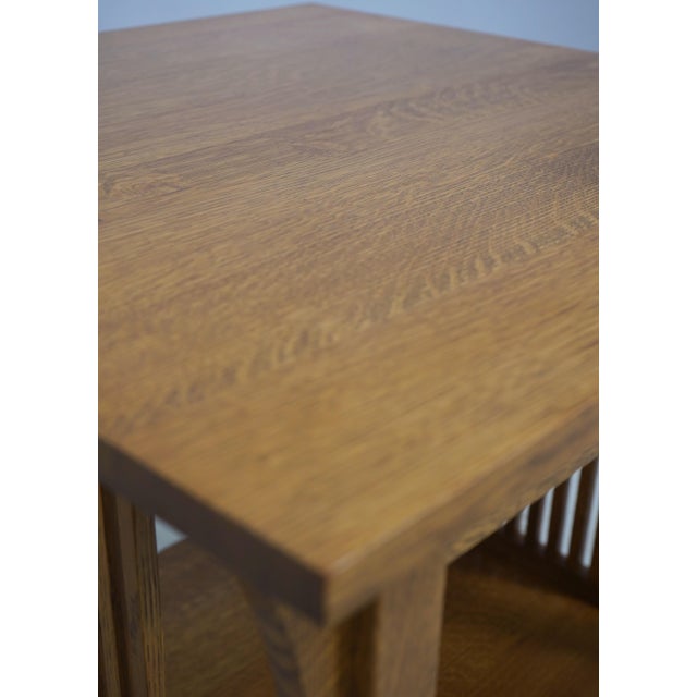 1990s Stickley Square Mission Oak Lamp Table For Sale - Image 5 of 14