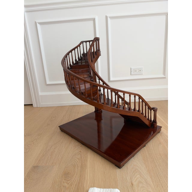 Late 20th Century Vintage Mahogany Curved Staircase Architectural Model Sculpture, Maitland-Smith Style For Sale - Image 5 of 10