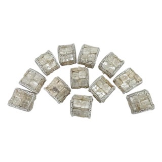 Late 20th Century Capiz Shell Mother of Pearl Napkin Ring - Set of 12 For Sale