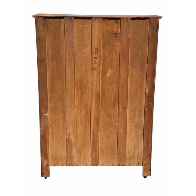 Antique Oak Larkin Bookcase / China Cabinet With Green Slag Glass Doors For Sale - Image 11 of 12