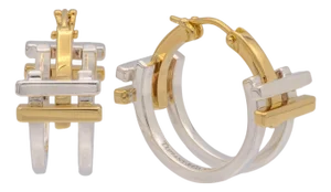 Vintage Tiffany & Co. Frank Gehry Axis Hoop Earrings 18k Gold & Sterling Silver, A Pair
