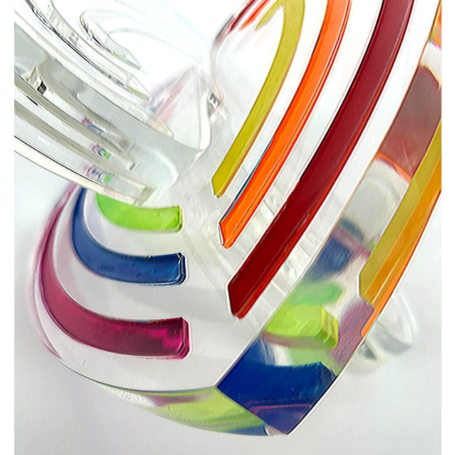 Michael Gitter Interlocking Hearts Lucite Sculpture "Rainbow Wings" For Sale In Miami - Image 6 of 10