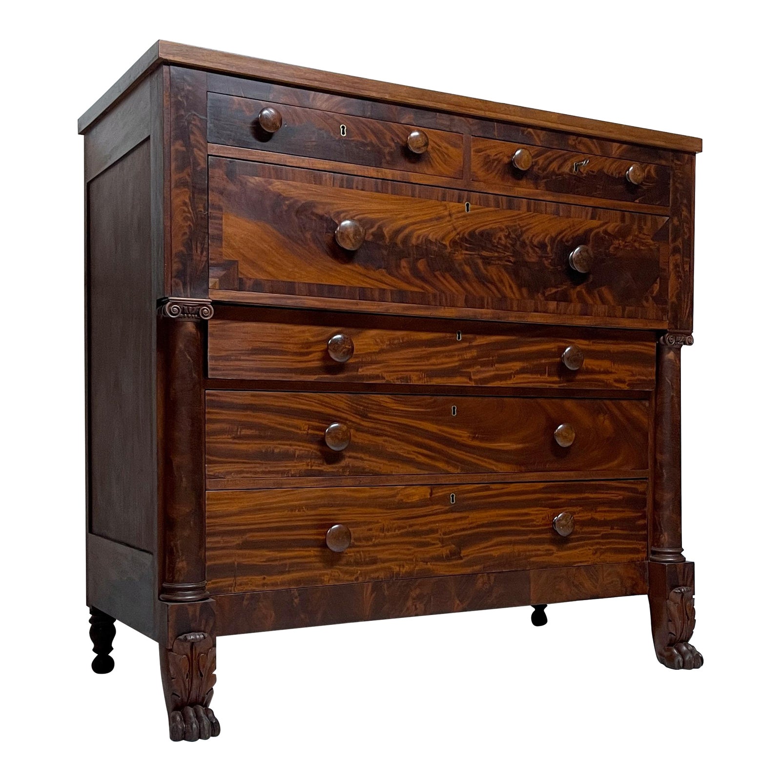 Restored Antique C.1850’s Empire Crotch Flame Mahogany Gentleman