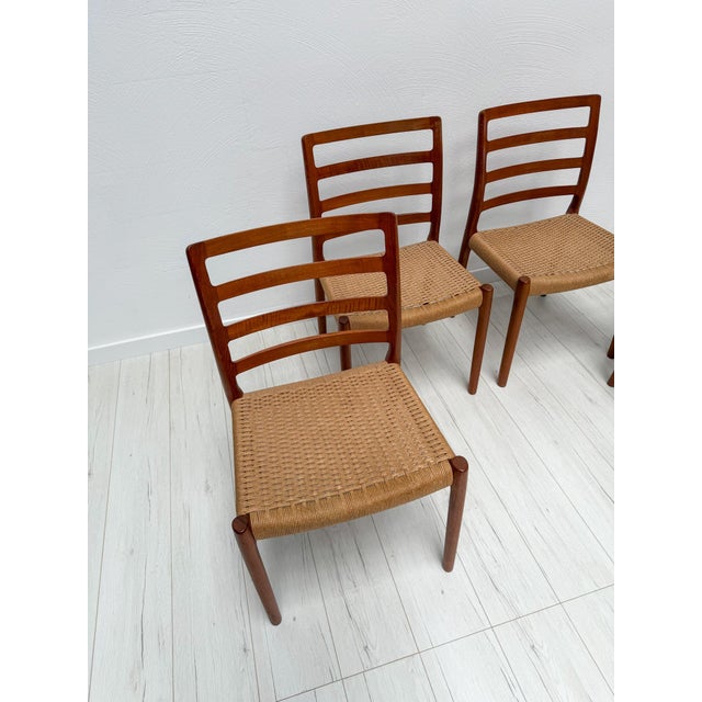 Mid-Century Modern Vintage Danish Teak Dining Chairs No. 85 by Niels O. Møller from J.L. Møllers, 1970s, Set of 4 For Sale - Image 3 of 10