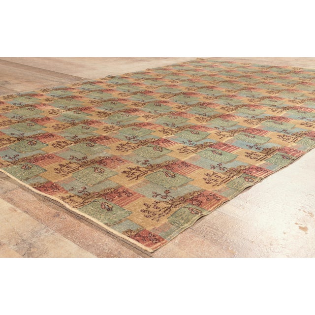 Light Green Vintage Turkish Sivas Rug, 06'08 X 10'02 For Sale - Image 8 of 10