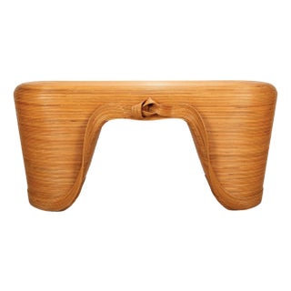 Mid-20th Century Organic Modern Pencil Rattan Split Reed Bambo Console Table For Sale