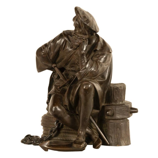 French Fine Antique French School Bronze Sculpture Statue of Christopher Columbus 1870 For Sale - Image 3 of 16