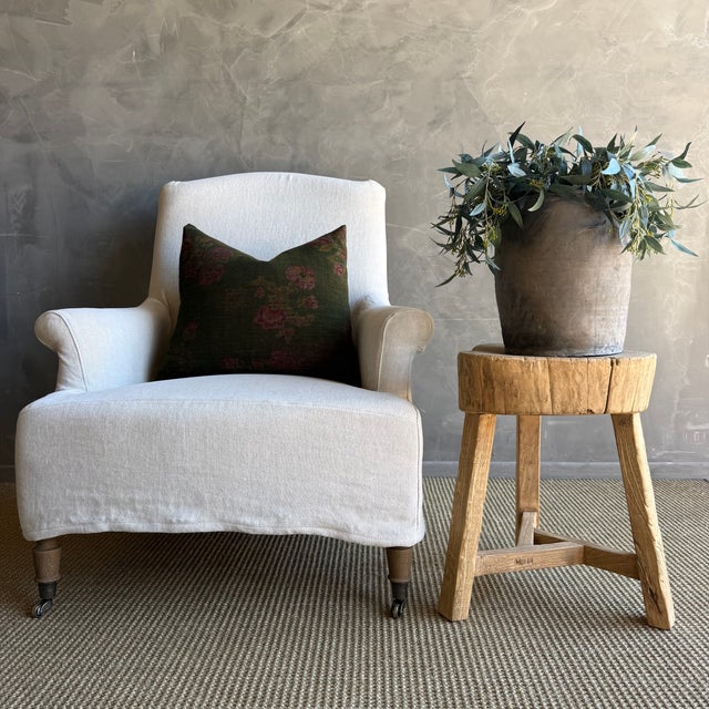 This solid stump slice was turned into a side table or stool. The solid thick top has a beautiful movement with unique...