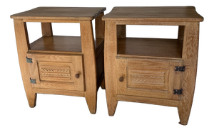 Oak Bedside Tables, 1950s, Set of 2