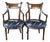 2 Antique English Sheraton Regency Style Mahogany Inlaid Floral Silk Arm Chairs For Sale