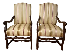 Pair of Pearson Furniture Armchairs – Striped Upholstery & Curved Silhouette
