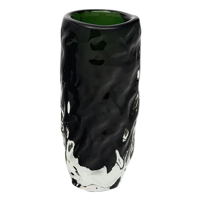 Murano Glass Green “Burri” Vase For Sale