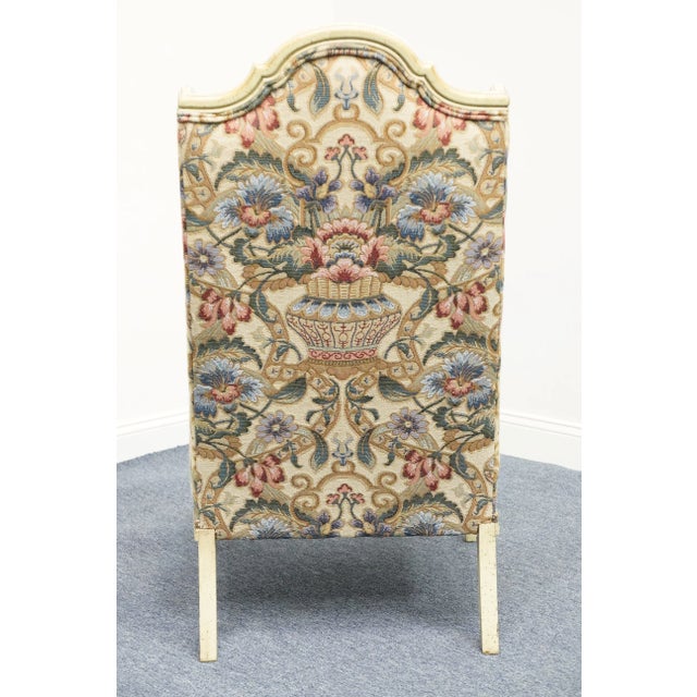 Cream Statesville Chair Co. Italian Provincial Tufted Upholstered Accent Arm Chair For Sale - Image 8 of 12