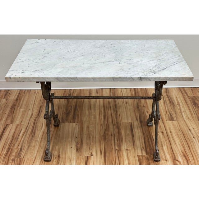 French Antique French Marble Top Cast Iron Bistro or Pastry Table For Sale - Image 3 of 15