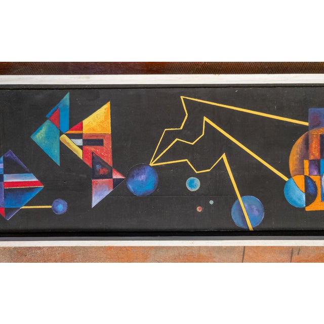 Mid-Century Modern Geometric Abstract Painting on Masonite, 1963 For Sale - Image 9 of 14