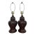 Pair Vintage Brown Ceramic Ginger Jar Table Lamps Hollywood Regency MCM Style For Sale
