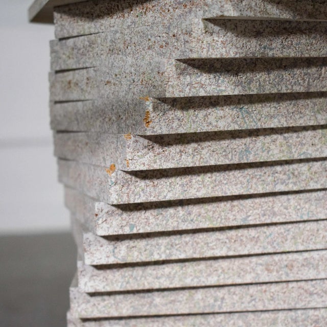 1990s Modern Stacked Spiral Helix Faux Stone Textured Pedestal Coffee Table For Sale - Image 5 of 8