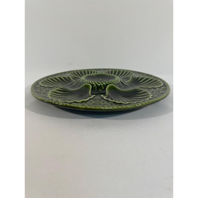 Longchamp 1920s Longchamp French Majolica Green Oyster Plate For Sale - Image 4 of 13