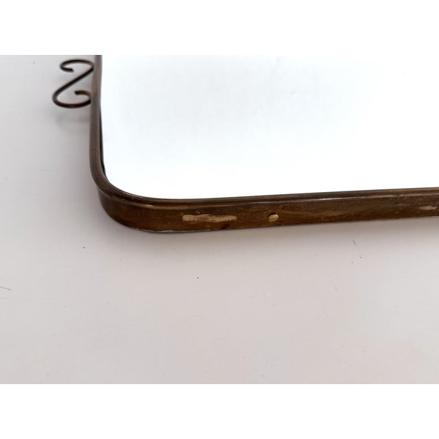 Large Mid-Century Italian Wall Mirror with Brass Frame, 1950s For Sale - Image 4 of 18