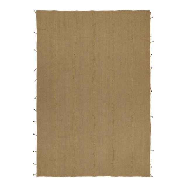 Textile Rug & Kilim’s Contemporary Kilim in Sandy, Solid Beige-Brown Panel Woven Style For Sale - Image 7 of 7