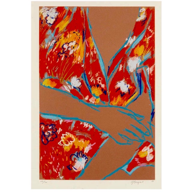 Red George Segal, American Pop Art George Segal Color Expressionist Lithograph Woman in Red Kimono, 1985 For Sale - Image 8 of 10