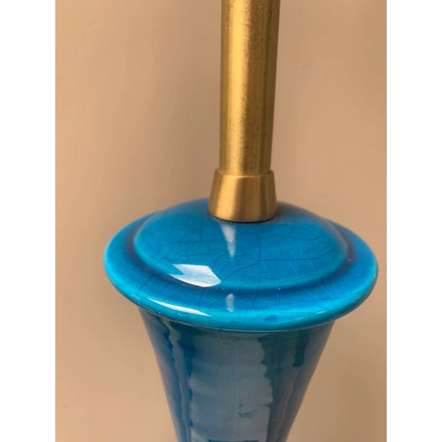 Mid-Century Turquoise Table Lamp by Marbro For Sale In Phoenix - Image 6 of 9