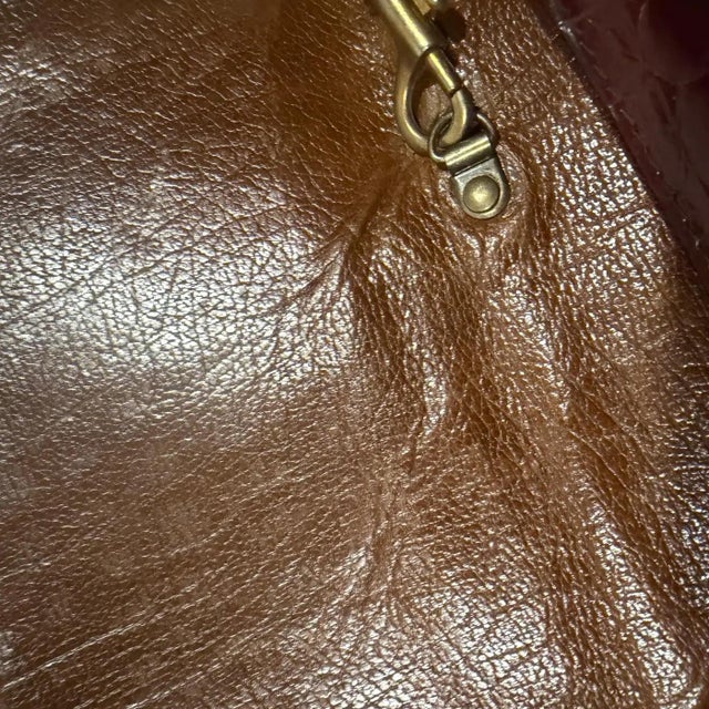 Animal Skin 1970s Vintage Red Brick Leather Italian Shoulder Bag by Enzo for New Bags For Sale - Image 7 of 12