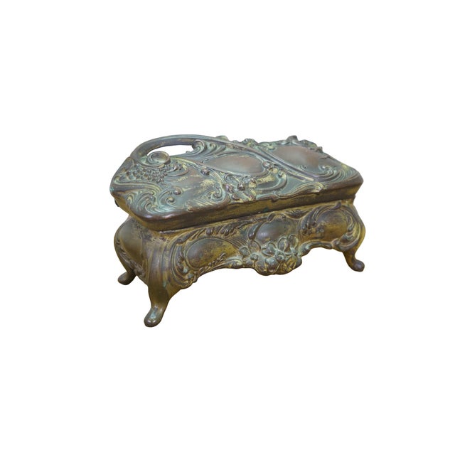 Victorian Antique Art Nouveau Brainard & Wilson B&w Jewelry Keepsake Casket Box 8" For Sale - Image 3 of 16