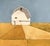 Golden Fields by Justin Wheatley | Acrylic on Canvas White Barn With Gold Fields For Sale - Image 4 of 12